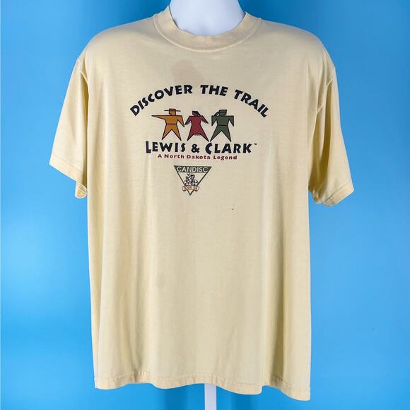 Y2K Lews & Clark Cycling Candisc 2004 vintage tshirt - Picture 1 of 6